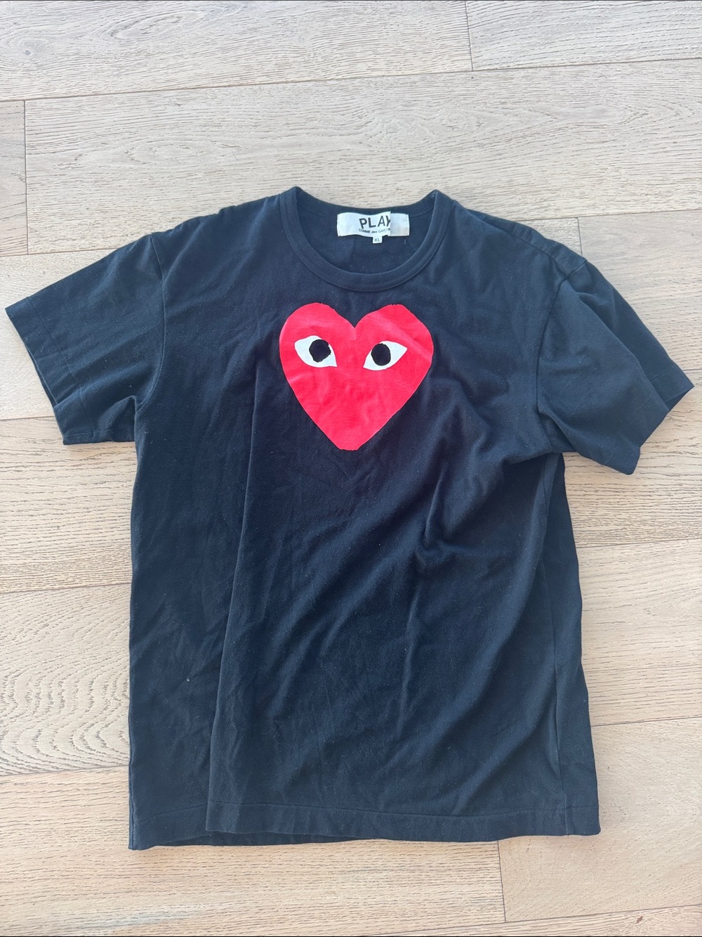 Comme des Garçons PLAY Black Tee with Red Heart Logo